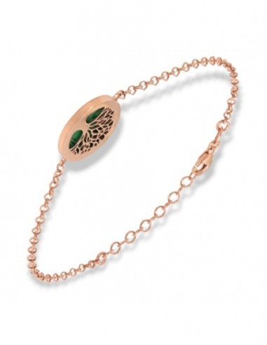 Bracciale Argento Rosato Malachite  Albero Della V [7bacbead]
