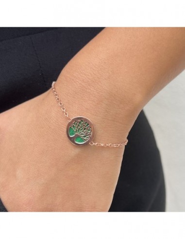 Bracciale Argento Rosato Malachite  Albero Della V [e667f95c]