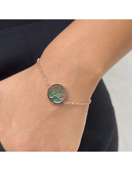 Bracciale Argento Rosato Malachite  Albero Della V [e667f95c]