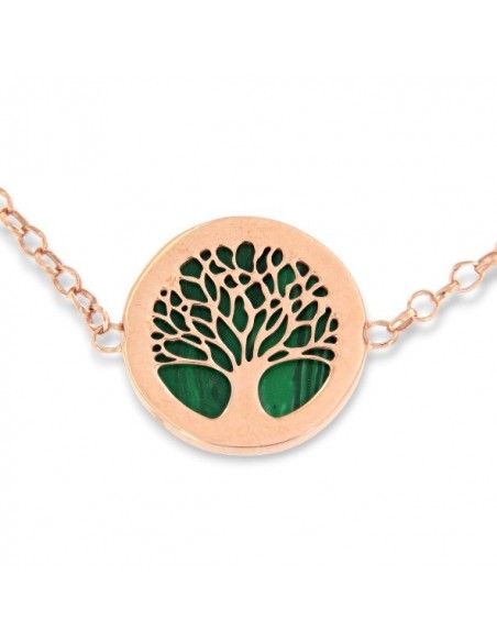 Bracciale Argento Rosato Malachite  Albero Della V [517a3858]