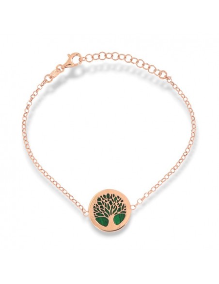 Bracciale Argento Rosato Malachite  Albero Della V [542a7f46]