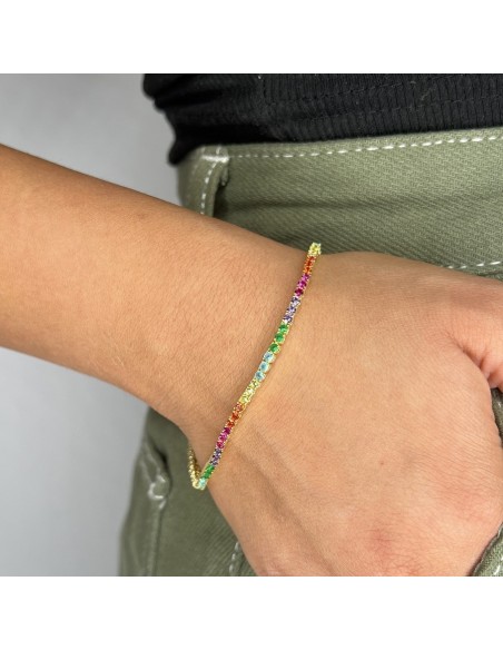 Bracciale Argento Dorato Tennis Rainbow 3MM [e83e485f]
