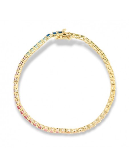 Bracciale Argento Dorato Tennis Rainbow 3MM [5a73ce45]