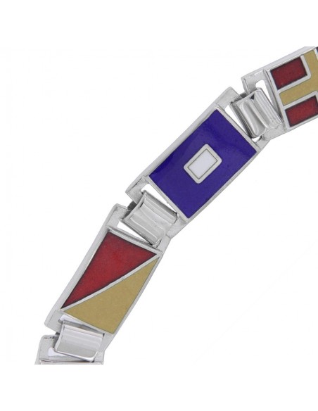 Bracciale Argento Rodiato Bandiere Nazioni [6952a0a1]