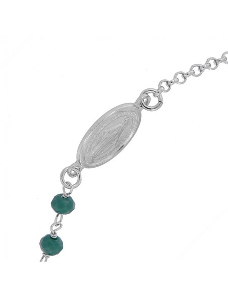 Bracciale Argento Rodiato Rosario Con Sfere Verdi [4d8407a8]