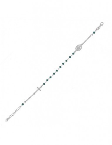 Bracciale Argento Rodiato Rosario Con Sfere Verdi [fa99c6ac]
