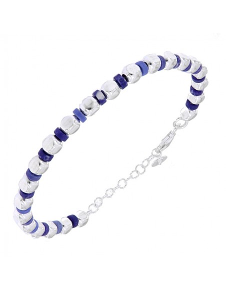 Bracciale Argento Pepite Alternate a Dischetti Blu [85376d7e]