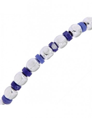 Bracciale Argento Pepite Alternate a Dischetti Blu [c27aaf7a]