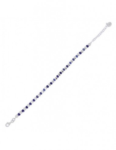 Bracciale Argento Pepite Alternate a Dischetti Blu [75676e7e]
