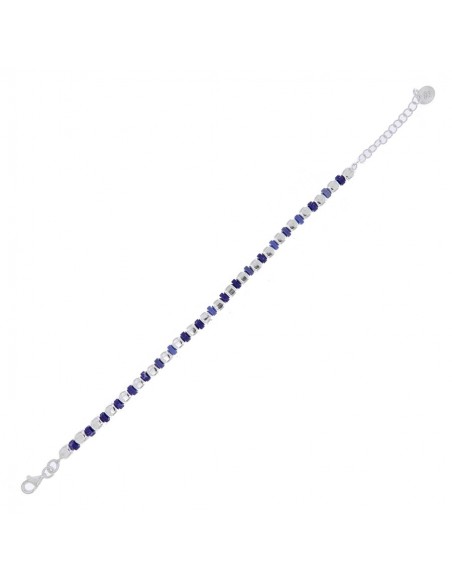 Bracciale Argento Pepite Alternate a Dischetti Blu [75676e7e]
