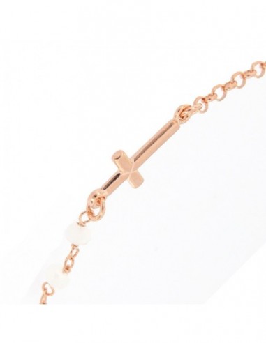 Bracciale Argento Rosato Rosario Con Sfere Bianche [4b8fc678]