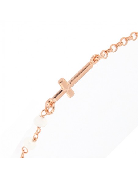 Bracciale Argento Rosato Rosario Con Sfere Bianche [4b8fc678]