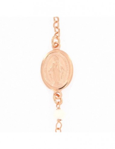 Bracciale Argento Rosato Rosario Con Sfere Bianche [fc92077c]