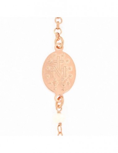 Bracciale Argento Rosato Rosario Con Sfere Bianche [f9c24062]