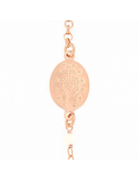 Bracciale Argento Rosato Rosario Con Sfere Bianche [f9c24062]