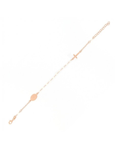Bracciale Argento Rosato Rosario Con Sfere Bianche [4edf8166]