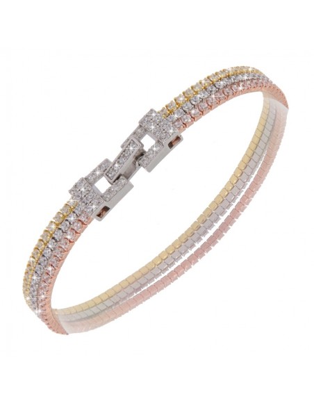 Bracciale Argento Rodiato Tennis Tre Colori [3dda6558]