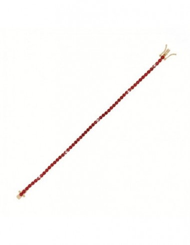 Bracciale Argento Dorato Tennis Zirconi Rossi 3MM [9c79c11f]