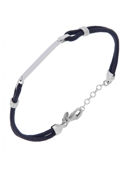 Bracciale Argento Rodiato Piastra Centale Blu Nott [38e419c4]