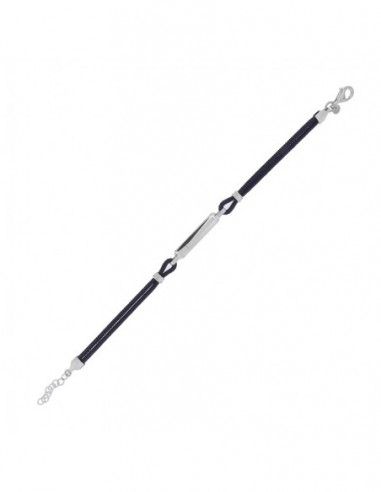 Bracciale Argento Rodiato Piastra Centale Blu Nott [bea4a7c6]