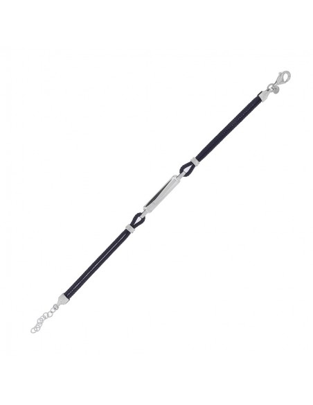 Bracciale Argento Rodiato Piastra Centale Blu Nott [bea4a7c6]