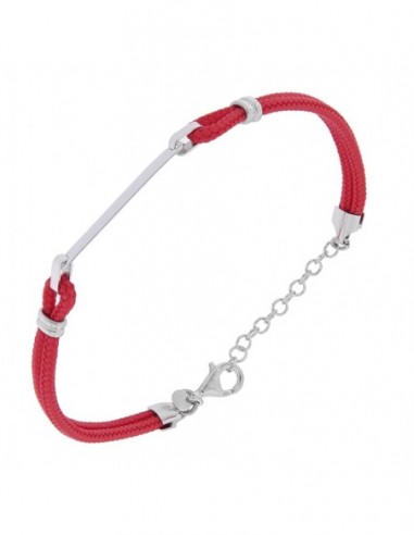 Bracciale Argento Rodiato Piastra Centale Rosso [324497f8]