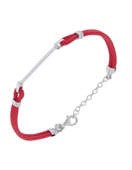Bracciale Argento Rodiato Piastra Centale Rosso [324497f8]