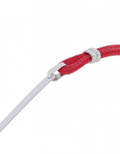 Bracciale Argento Rodiato Piastra Centale Rosso [233670c8]
