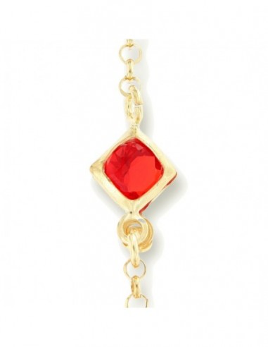Bracciale Argento Dorato Baciamano Zircone Rosso [fd980522]