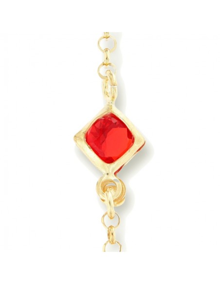 Bracciale Argento Dorato Baciamano Zircone Rosso [fd980522]