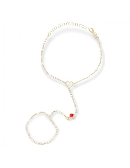 Bracciale Argento Dorato Baciamano Zircone Rosso [4a85c426]