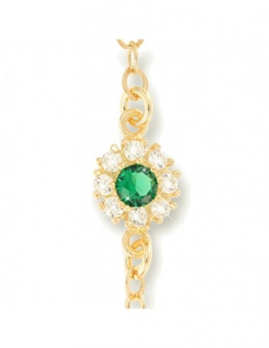 Bracciale Argento Dorato Baciamano Puntoluce Verde [e12a6725]