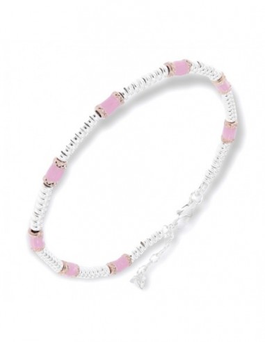 Bracciale Argento Rodiato Pepite Con Inserti Rosa [c6b80997]