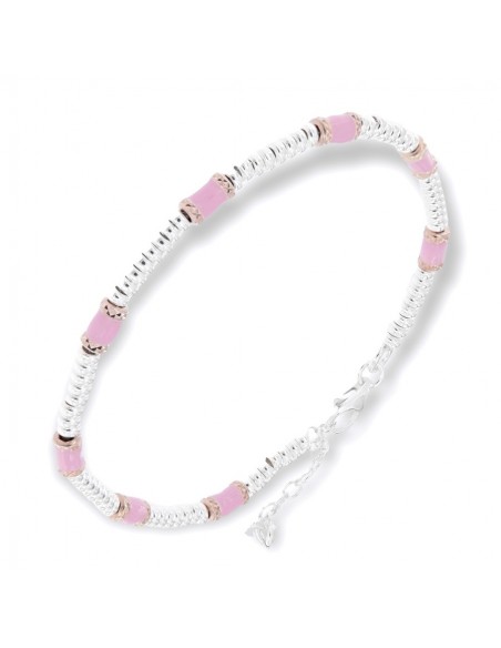 Bracciale Argento Rodiato Pepite Con Inserti Rosa [c6b80997]