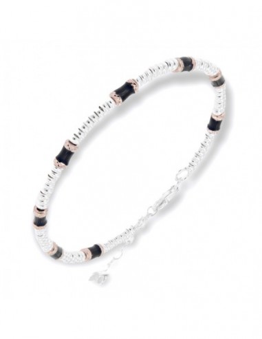 Bracciale Argento Rodiato Pepite Con Inserti Neri [71a5c893]