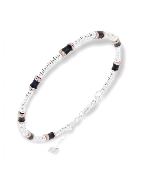 Bracciale Argento Rodiato Pepite Con Inserti Neri [71a5c893]