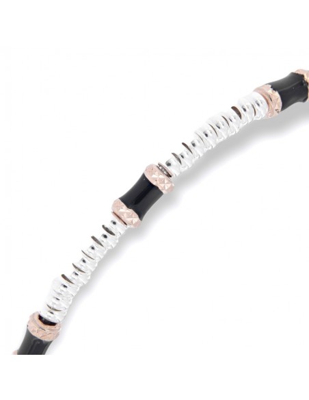 Bracciale Argento Rodiato Pepite Con Inserti Neri [7266adf0]