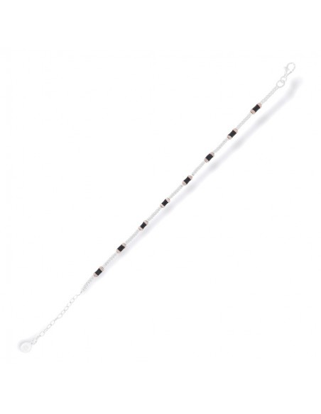 Bracciale Argento Rodiato Pepite Con Inserti Neri [c57b6cf4]