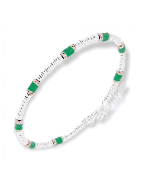 Bracciale Argento Rodiato Pepite Con Inserti Verdi [777b88e8]
