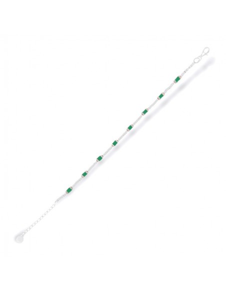 Bracciale Argento Rodiato Pepite Con Inserti Verdi [4ad6fb97]