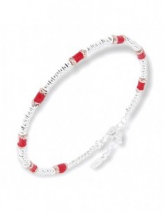 Bracciale Argento Rodiato Pepite Insterti Rossi [c06649ec]