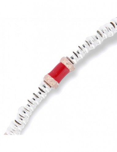 Bracciale Argento Rodiato Pepite Insterti Rossi [7a67e292]