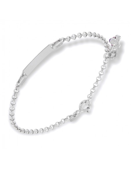 Bracciale Argento Rodiato Piastra Centrale Orsetto [788b41ca]