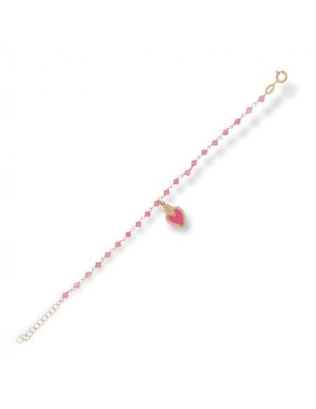 Bracciale Argento Dorato Sfere Magenta Cuore Pend. [84457531]