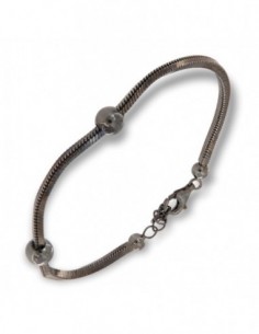 Bracciale Argento Rodiato Nero Snake Quadrata [1339a29e]