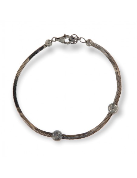 Bracciale Argento Rodiato Nero Snake Quadrata [a3c854f6]