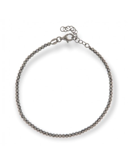 Bracciale Argento Brunito Sfere Sfaccettate Nere [ad91e5f5]
