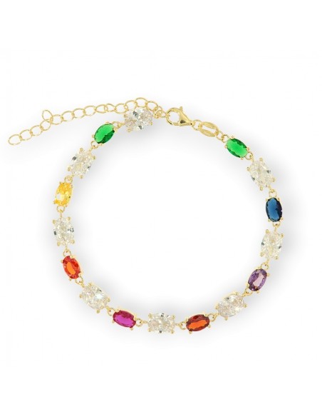Bracciale Argento Dorato Tennis Zirconi Colorati [8459c753]