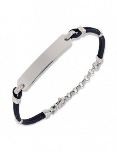 Bracciale Argento Rodiato Piastra Centrale Blu [4e530575]