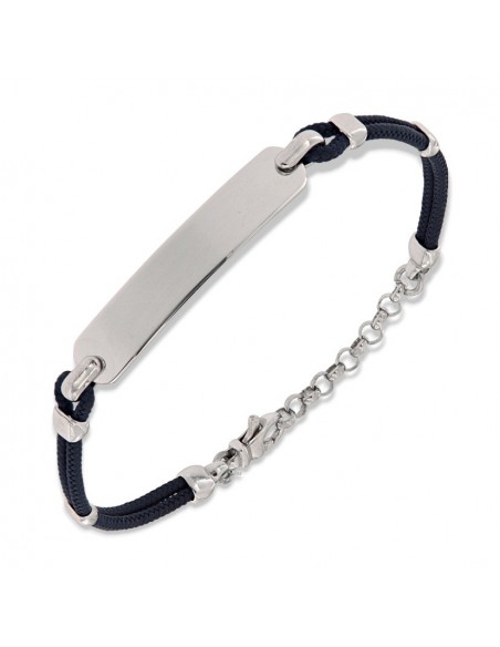Bracciale Argento Rodiato Piastra Centrale Blu [4e530575]